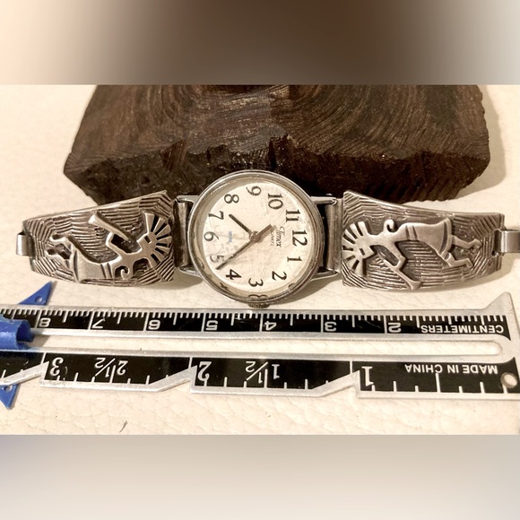 Vintage Kokopelli Navajo Sterling Silver Old Pawn Watch Bracelet - Picture 4 of 7